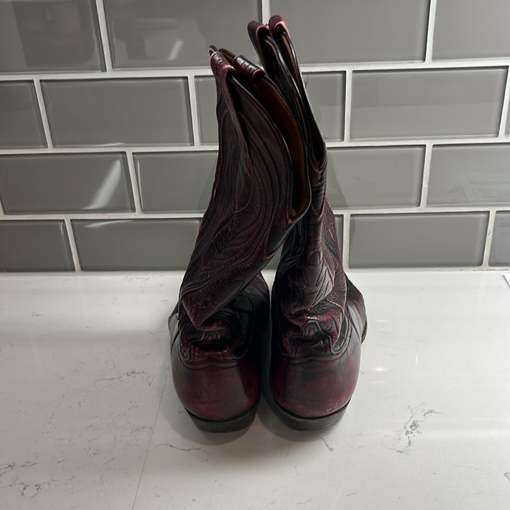 Lucchese Black Cherry Cowboy Boots - Picture 4 of 12